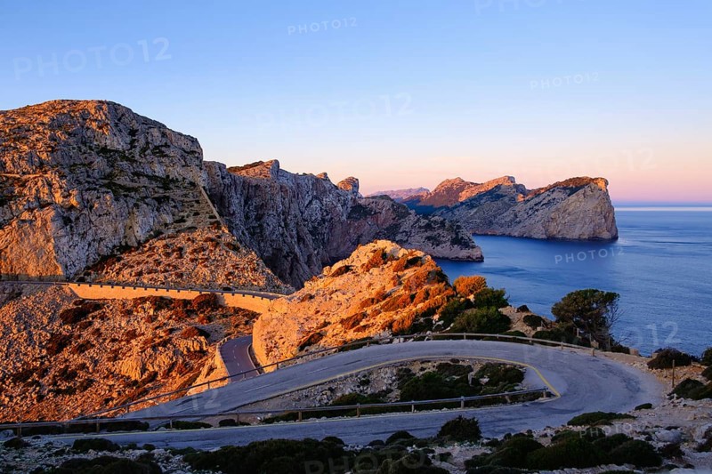Serpentine road at Cap Formentor in the morning light