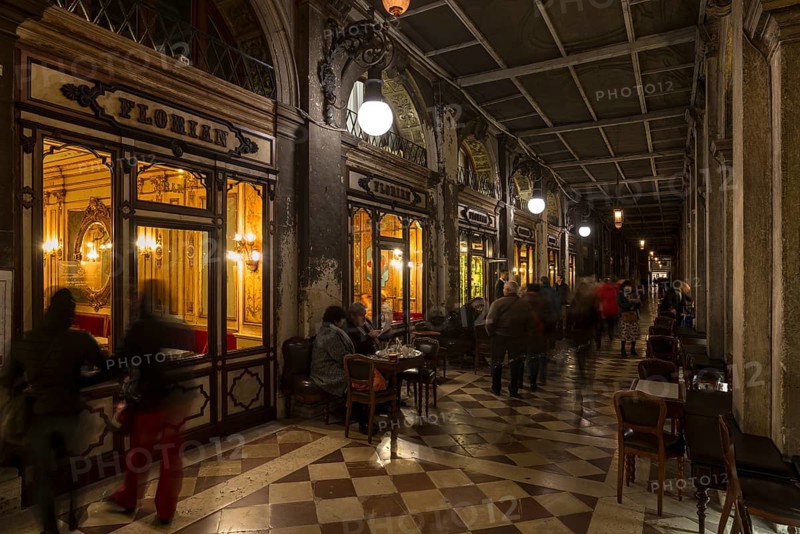 Historic Cafe Florian under the arcades of the Procuratie Nuove