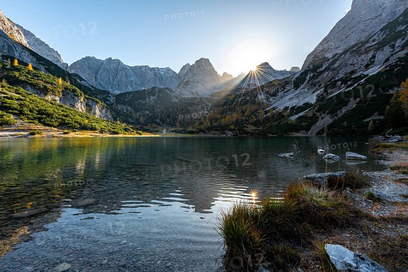 Mountains are reflected in the Seebensee