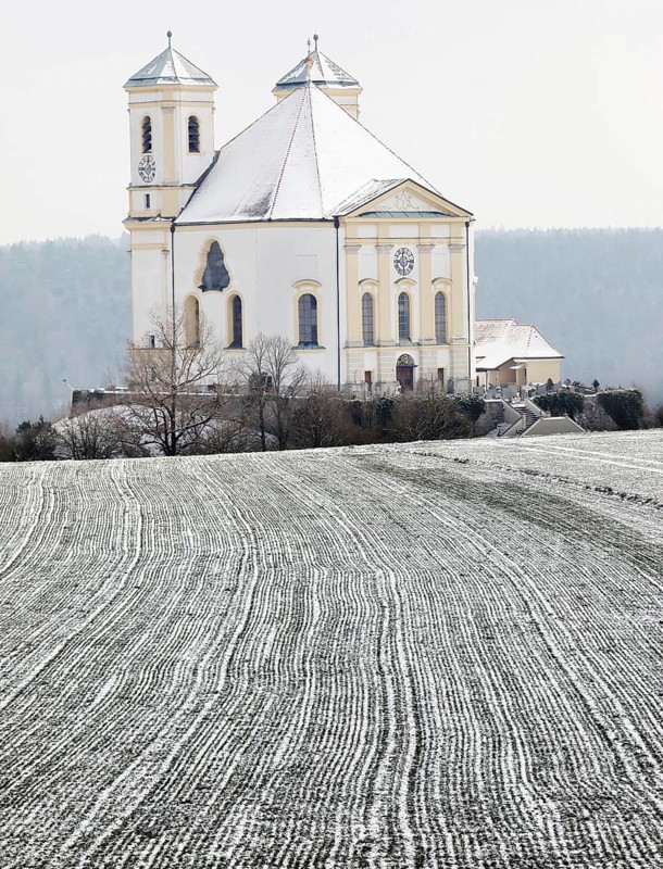 Pilgrimage church Marienberg in winter