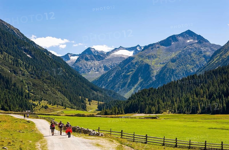 Hikers in the Krimml Ache Valley