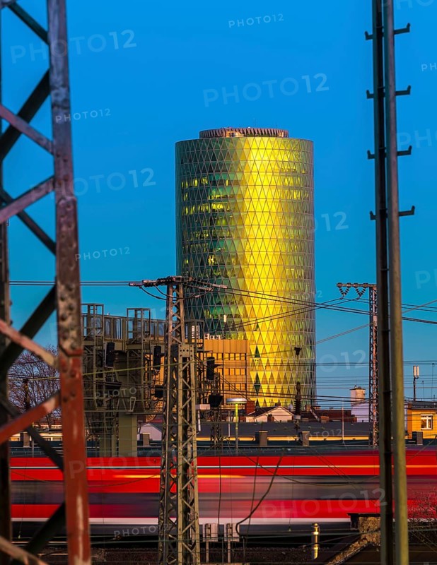 Westhafen Tower in the evening sun