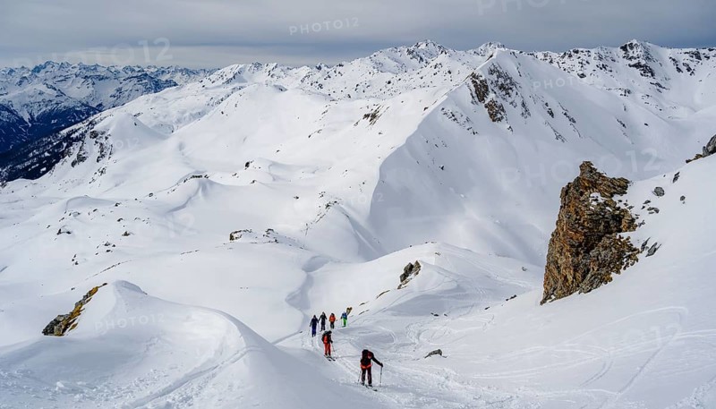 Ski tourers in the snow