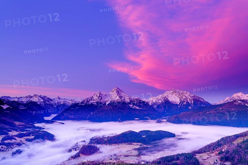 Fog in the valley basin of Berchtesgaden