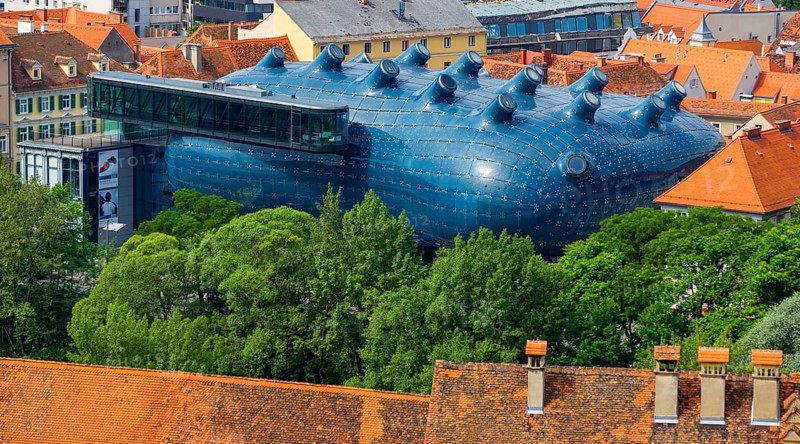 View from the Schlossberg to the Kunsthaus