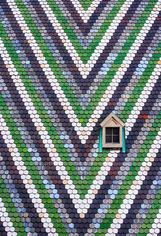Colourful roof tiles on the cathedral roof