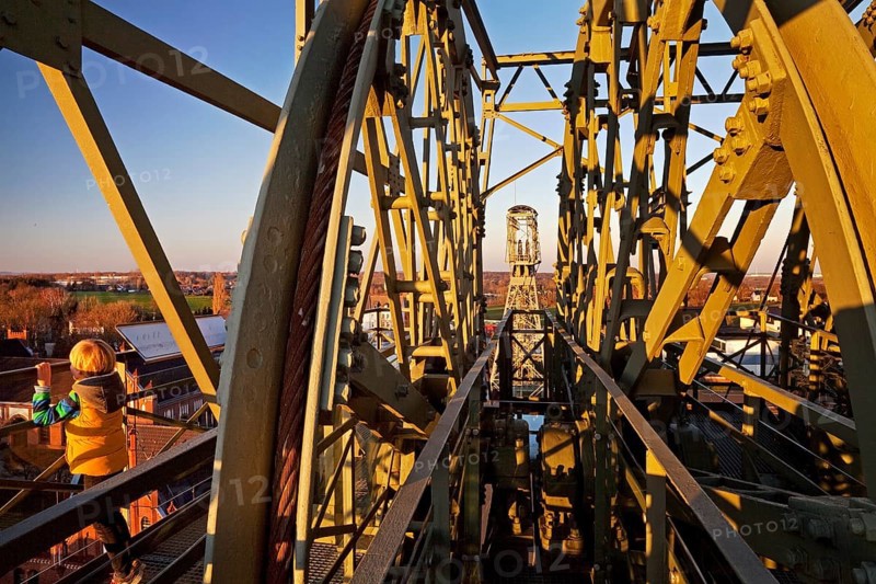 View from the winding tower of Shaft II to the winding tower of Schacht IV