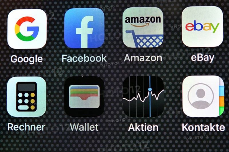 Various software apps on display of an Apple iPhone