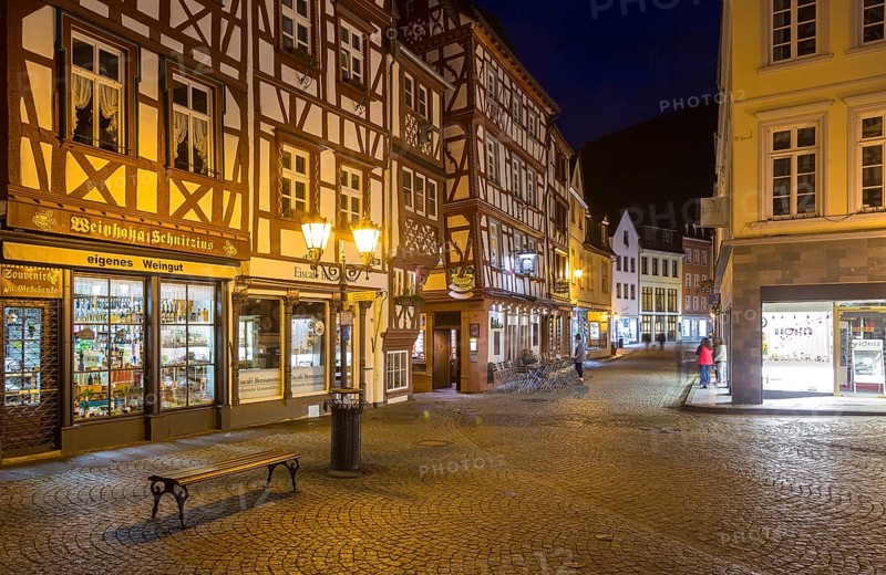 Medieval market place with half-timbered houses
