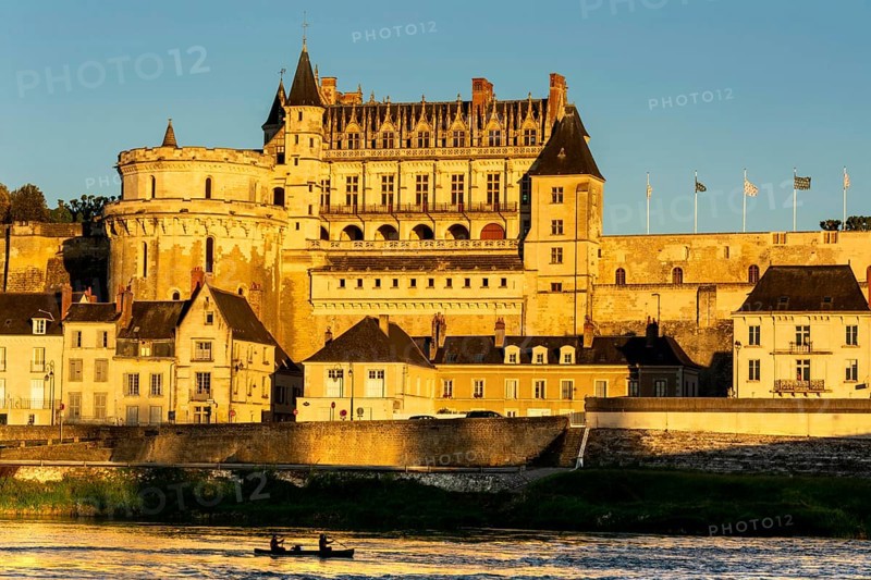 Renaissance castle of Amboise at sunset