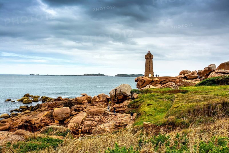 Ploumanach Mean Ruz lighthouse in pink granite coast