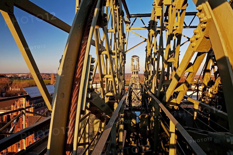 View from the winding tower of Shaft II to the winding tower of Schacht IV
