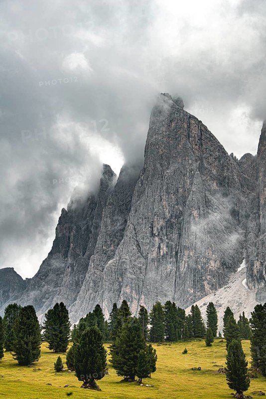Cloud-covered mountain peaks