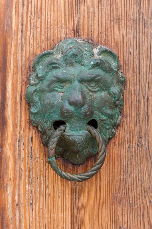 Lion head as door knocker