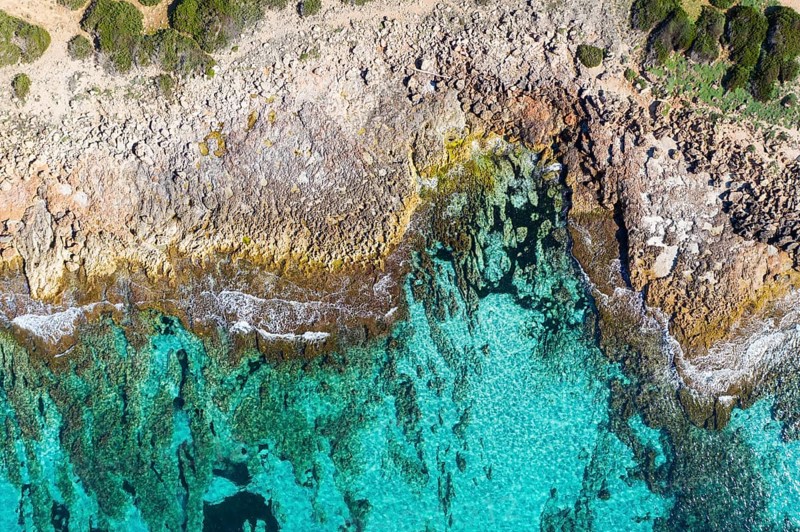 Rocky coast from above