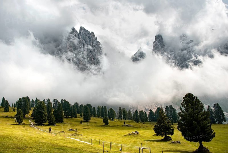 Cloud-covered mountain peaks