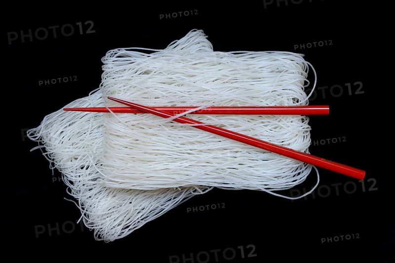 Asian glass noodles with red chopsticks