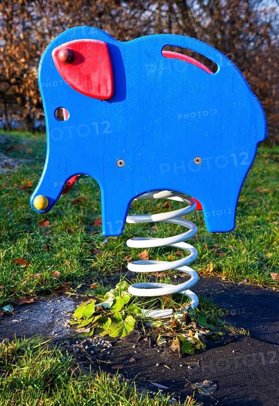 Rain wet seesaw on a playground