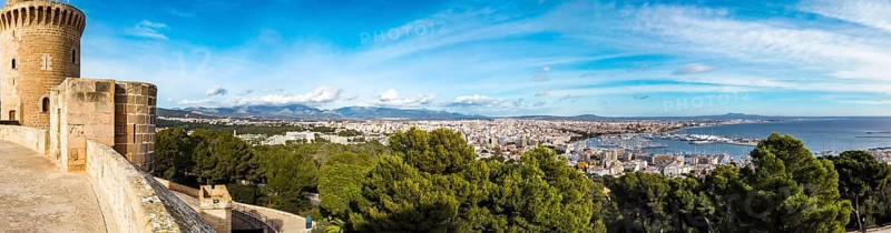 Castell de Bellver with views of the bay of Palma