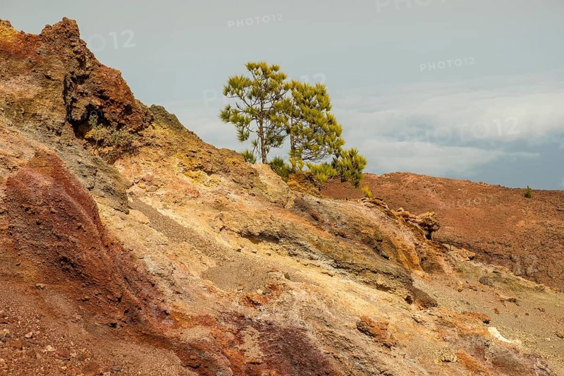 Landscape with red lava rocks at the volcano Martin