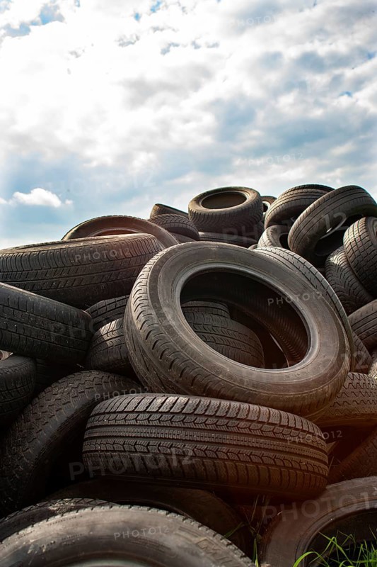 Stacks of old car tires