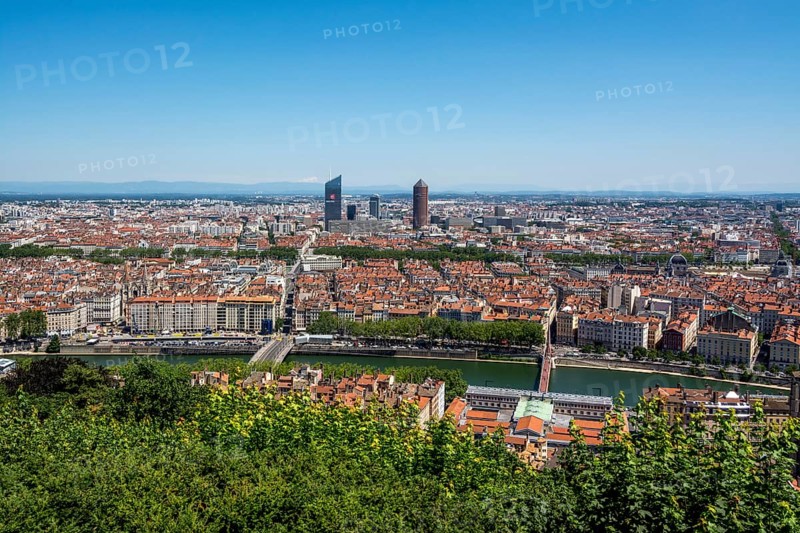 View of Lyon city from the Notre Dame de Fourviere Basilica