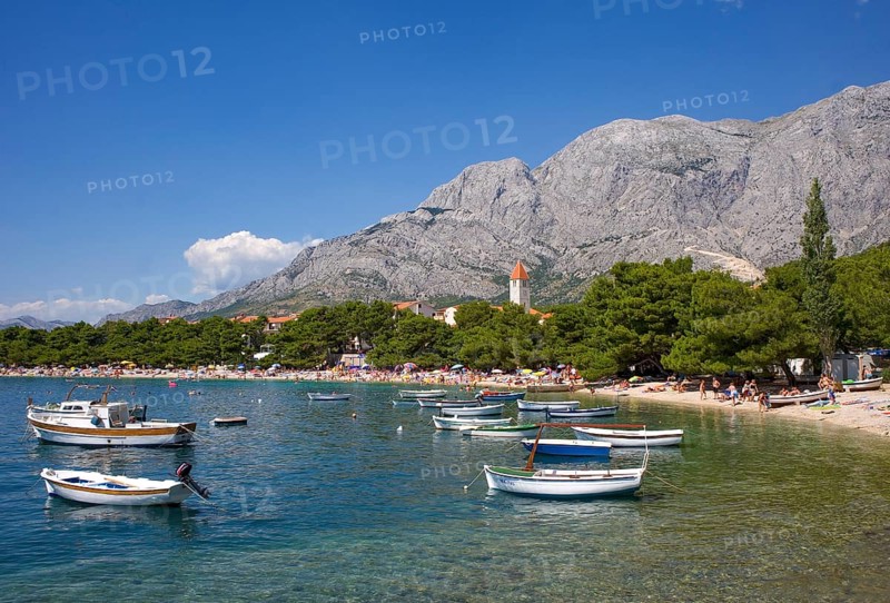 Village view with fishing boats