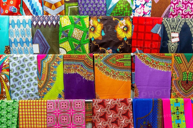 Plenty of colorful African fabrics