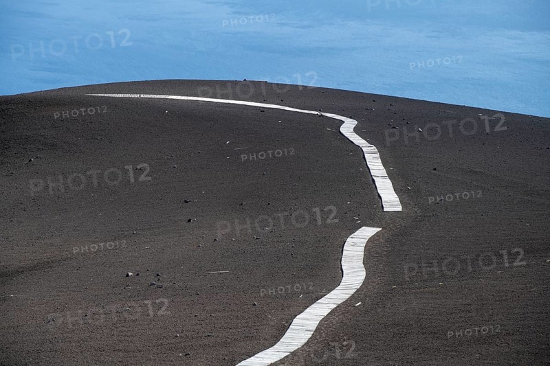 Path made of wooden planks on the Osorno volcano