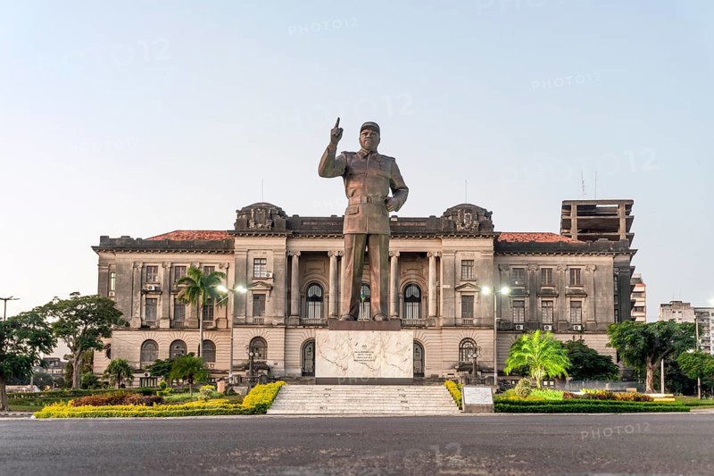 Independence square with Samora Machel statue and city hall in Maputo