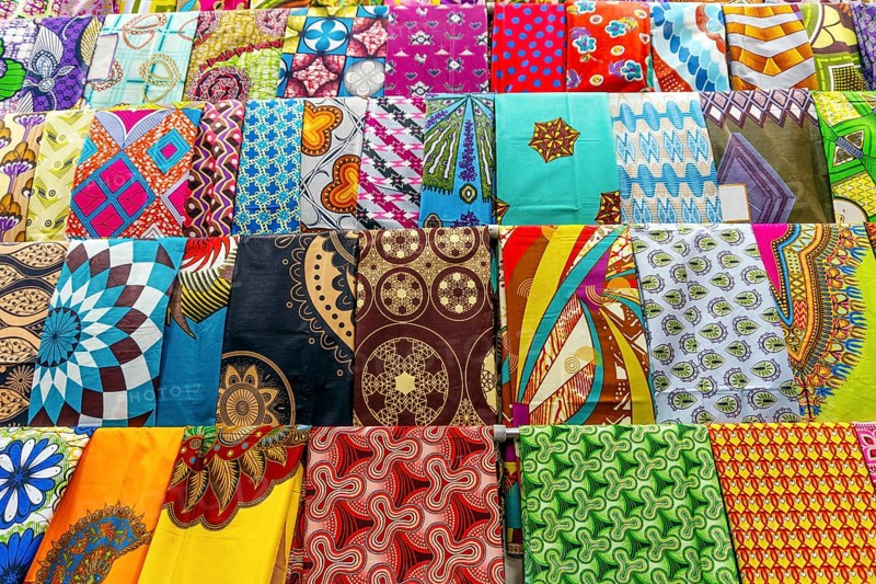 Plenty of colorful African fabrics