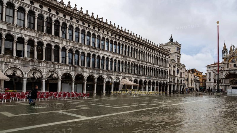 St Mark's Square is almost deserted near Acqua alta