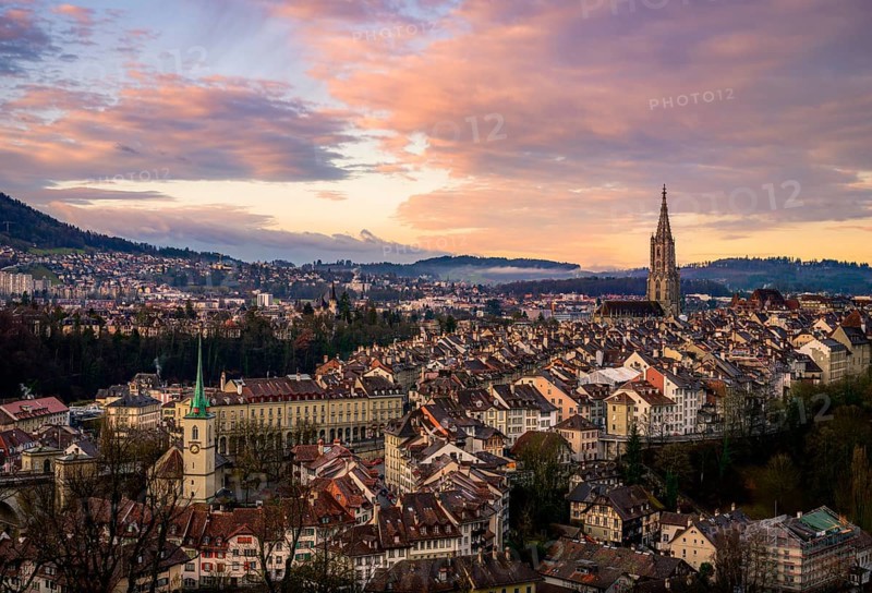 City view at sunrise