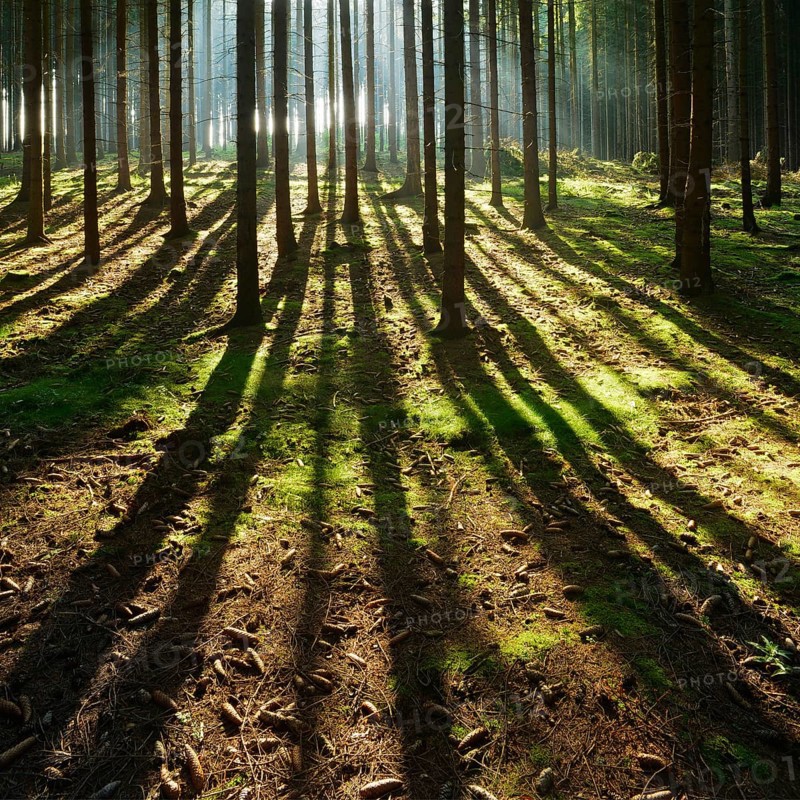 Light-flooded spruce forest