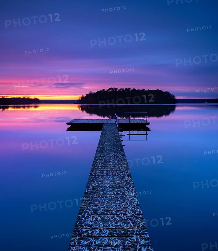 Sunset at Great Lychen Lake in autumn