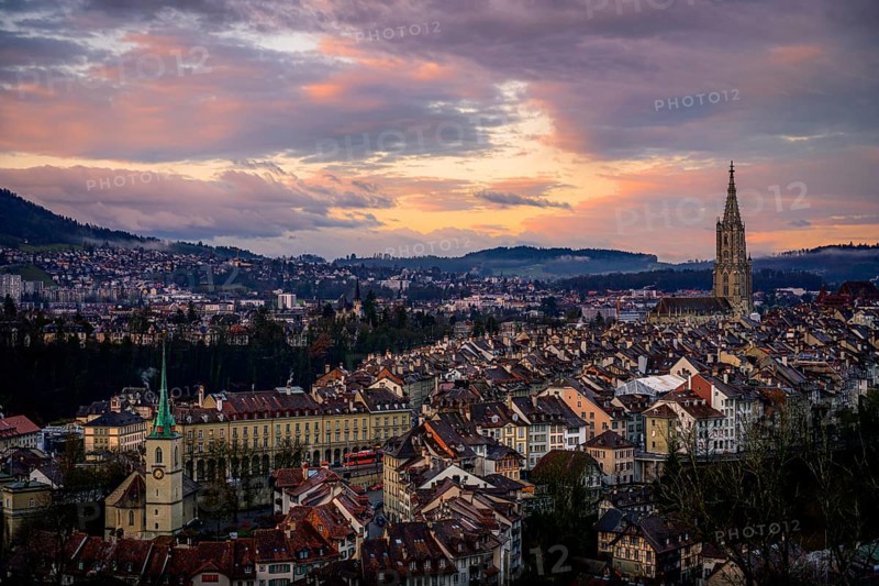 City view at sunrise