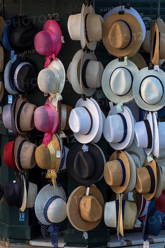 Hats at a sales stand