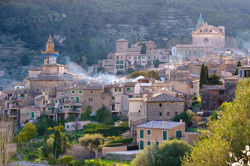 Valldemossa with the church of Sant Bartomeu and the Carthusian monastery Sa Cartoixa