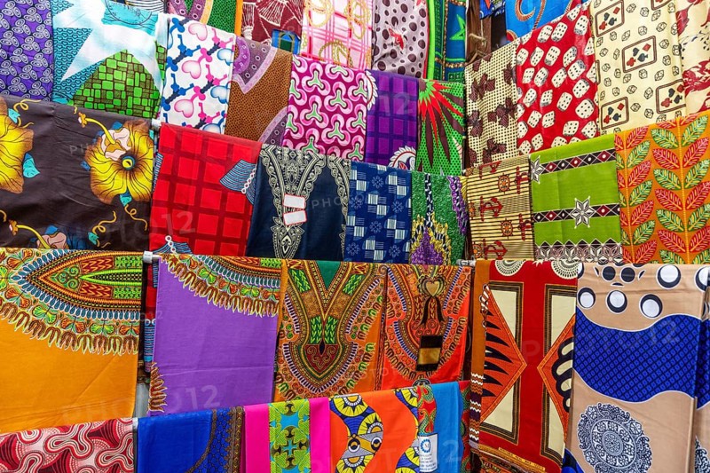 Plenty of colorful African fabrics