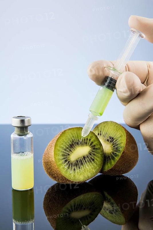 Liquid is injected into a kiwi