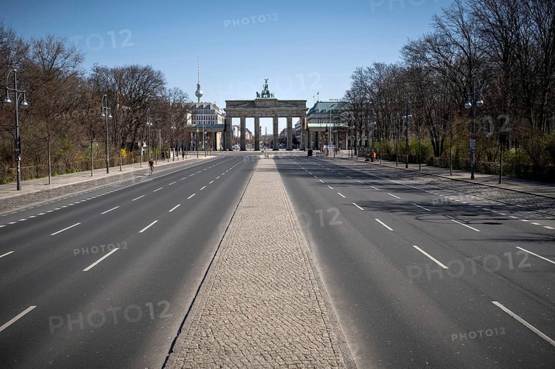 Empty Street of 17 June with Brandenburg Gate