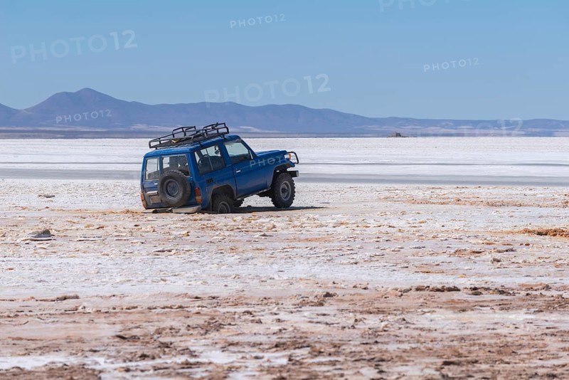 Off road vehicle stuck in a crumb of salt
