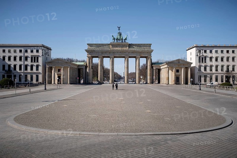 Empty Pariser Platz with Brandenburg Gate