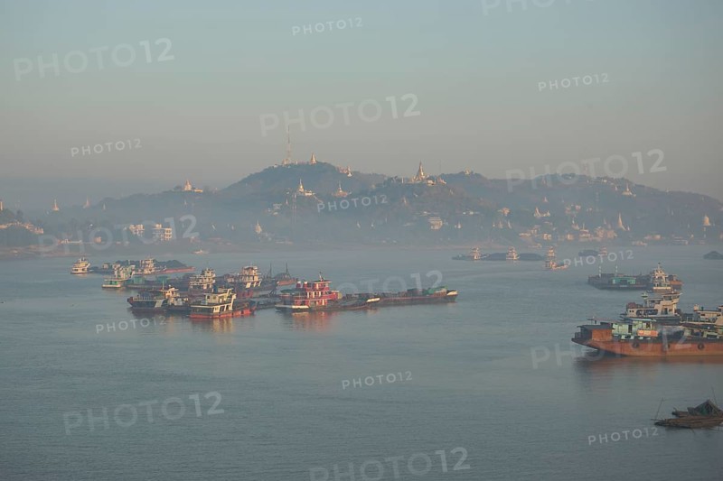 View from the Irrawaddy Bridge to the river