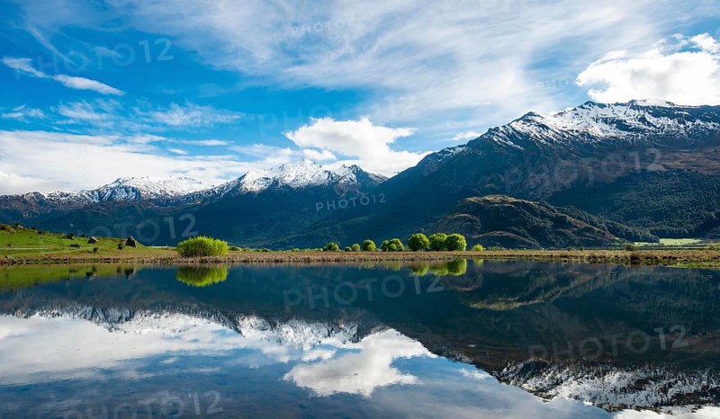 Mountain range reflected in a lake