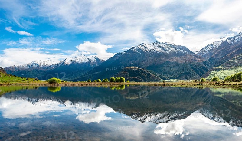 Mountain range reflected in a lake