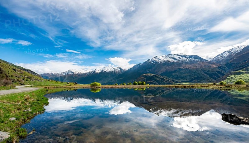 Mountain range reflected in a lake