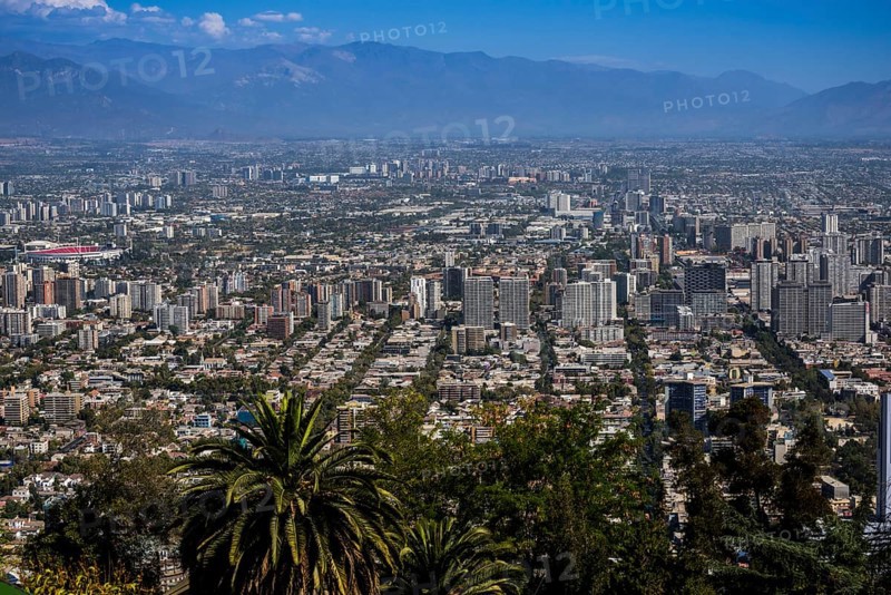 View over Santiago de Chile from the viewpoint Cerro San Cristobal