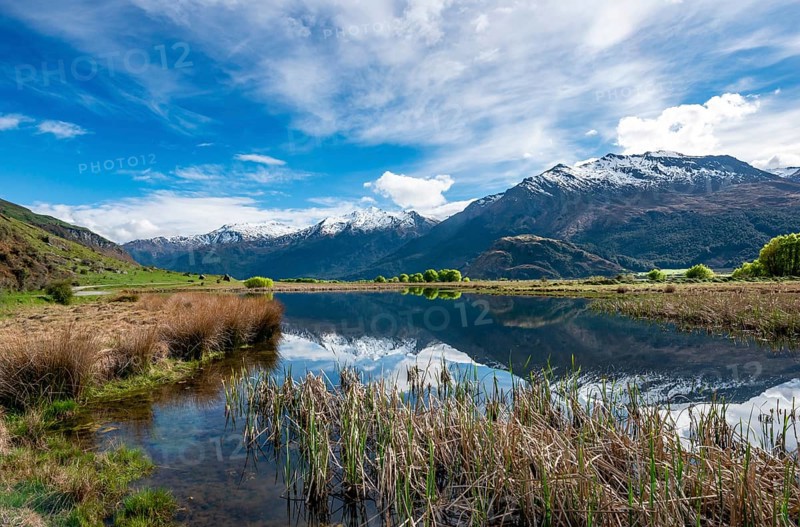 Mountain range reflected in a lake