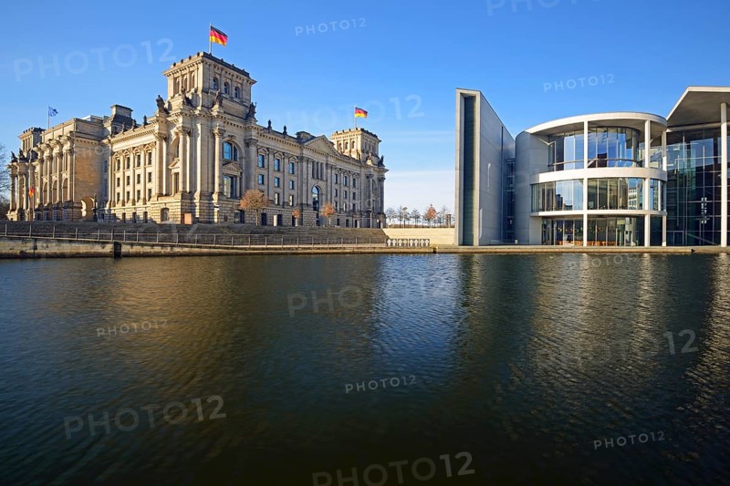 Reichstag and Paul Loebe House on the Spree